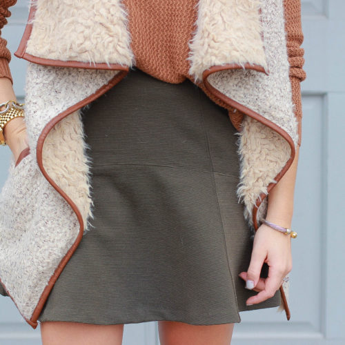 Winter Style: Rag & Bone Booties, Shearling Vest, LOFT Skirt