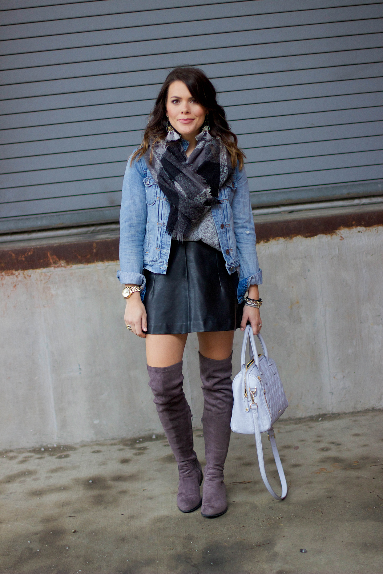 leather skirt over the knee boots