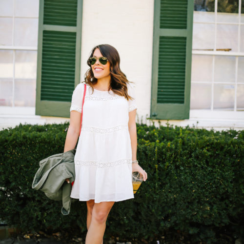 Spring Style: Urban Outfitters Dress, Isola Heels, GiGi New York Crossbody, J. Crew Utility jacket