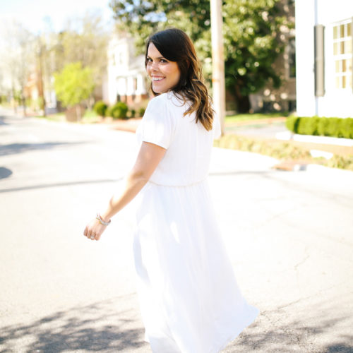 Spring Style: White dress, Sole Society Heels, Kendra Scott Earrings