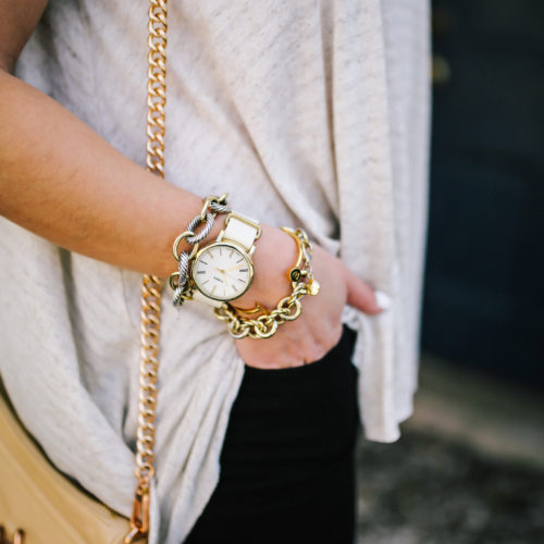 Spring Style: Jeans & a Tshirt, Forever 21 Wedges, Rebecca Minkoff Bag, Timex Watch