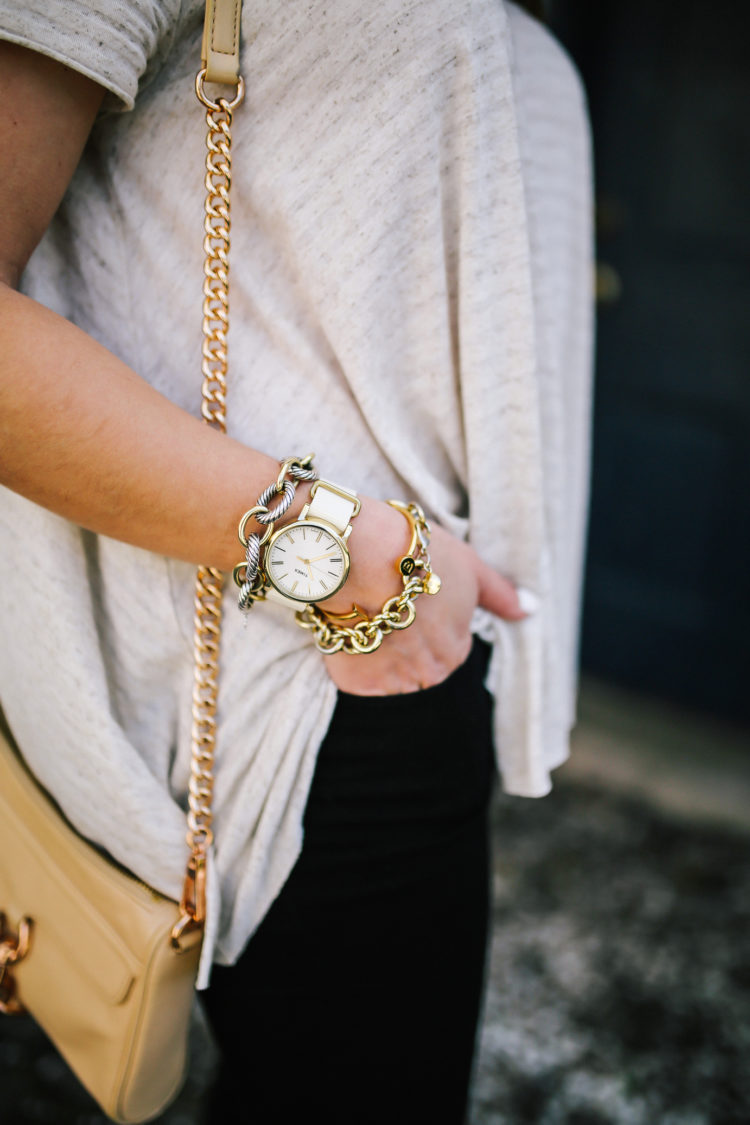 Spring Style: Jeans & a Tshirt, Forever 21 Wedges, Rebecca Minkoff Bag, Timex Watch