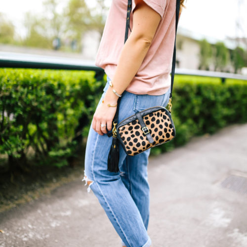 How to style boyfriend jeans // J. Crew Jeans, Lace Up Sandals, Clare V. Bag, Kendra Scott Necklace