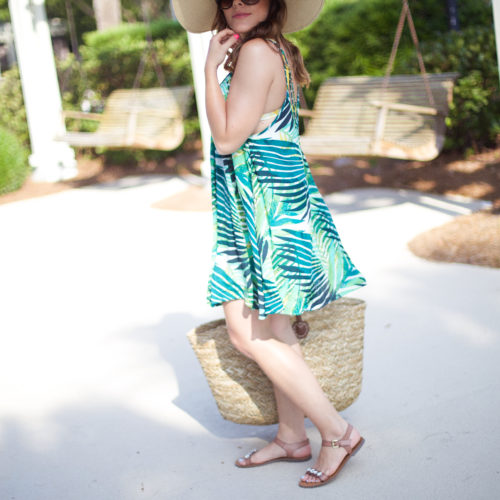 Summer Style on Glitter & Gingham // Tropical Cover Up, Floppy Hat, Triangl Bikini