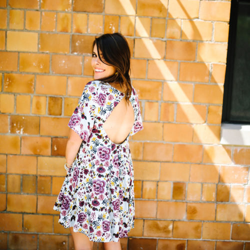 Summer Style on Glitter & Gingham // Urban Outfitters Floral Dress, Lace Up Sandals, Tassel Earrings