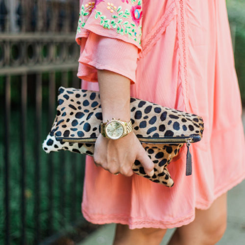 Summer Style via Glitter & Gingham / Embroidered Dress, Steve Madden Wedges, Tassel Earrings, Clare V. Clutch