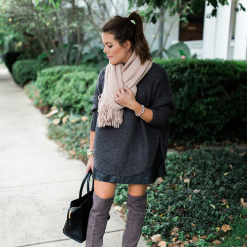 Leather Skirt & Cozy Sweater