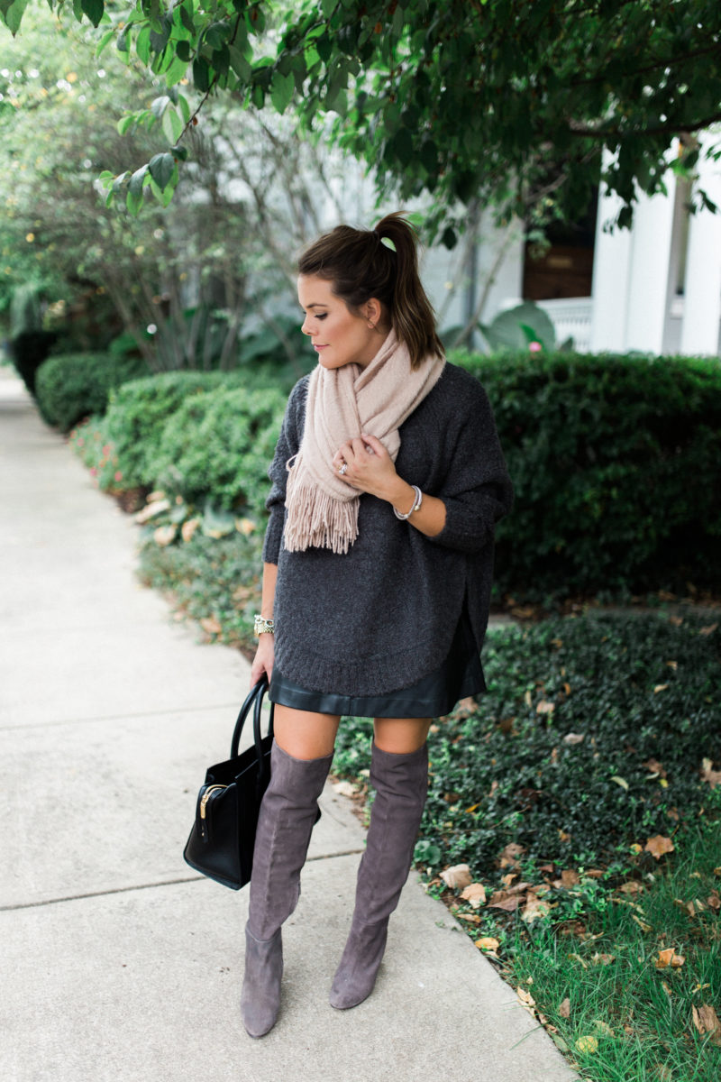 Cozy Sweater Meets Leather - Glitter & Gingham
