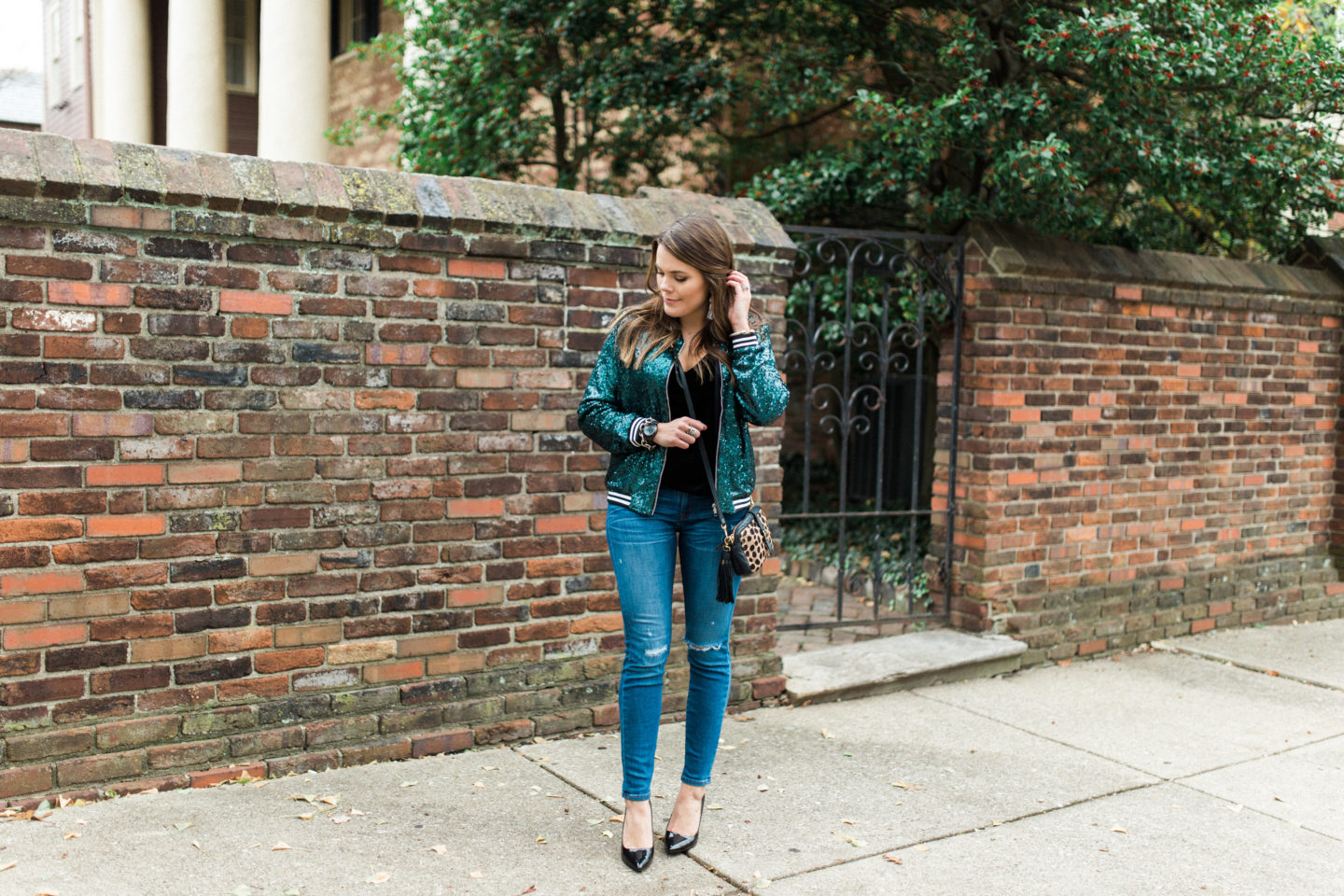 Cinnamon Sequin Bomber