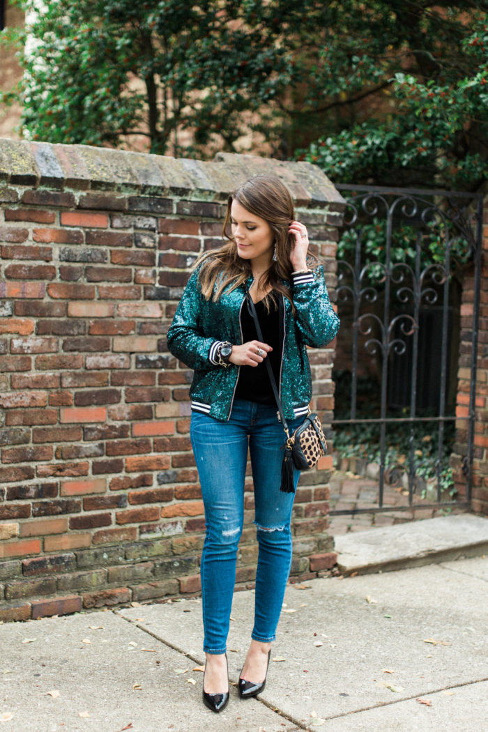 sequin bomber jacket