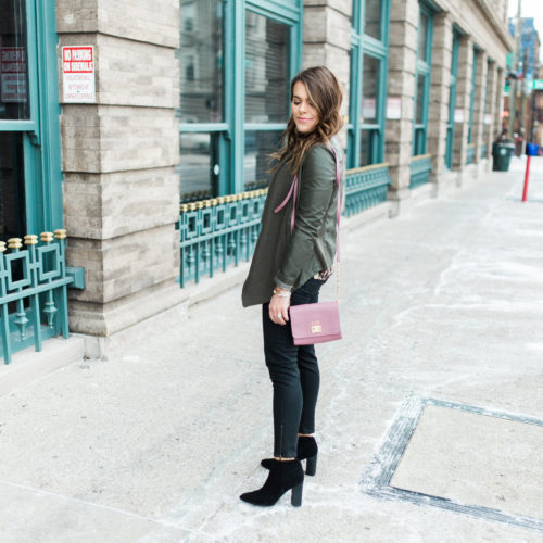 Winter Outfits to Copy ft. Leopard Blouse, Leather Jacket, Coated Skinny Jeans, GiGi New York Crossbody