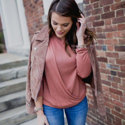 Spring Outfit Inspiration ft. Blank NYC Suede Jacket, Gap Jeans, ASOS Sweater, Henri Bendel Rivington Tote