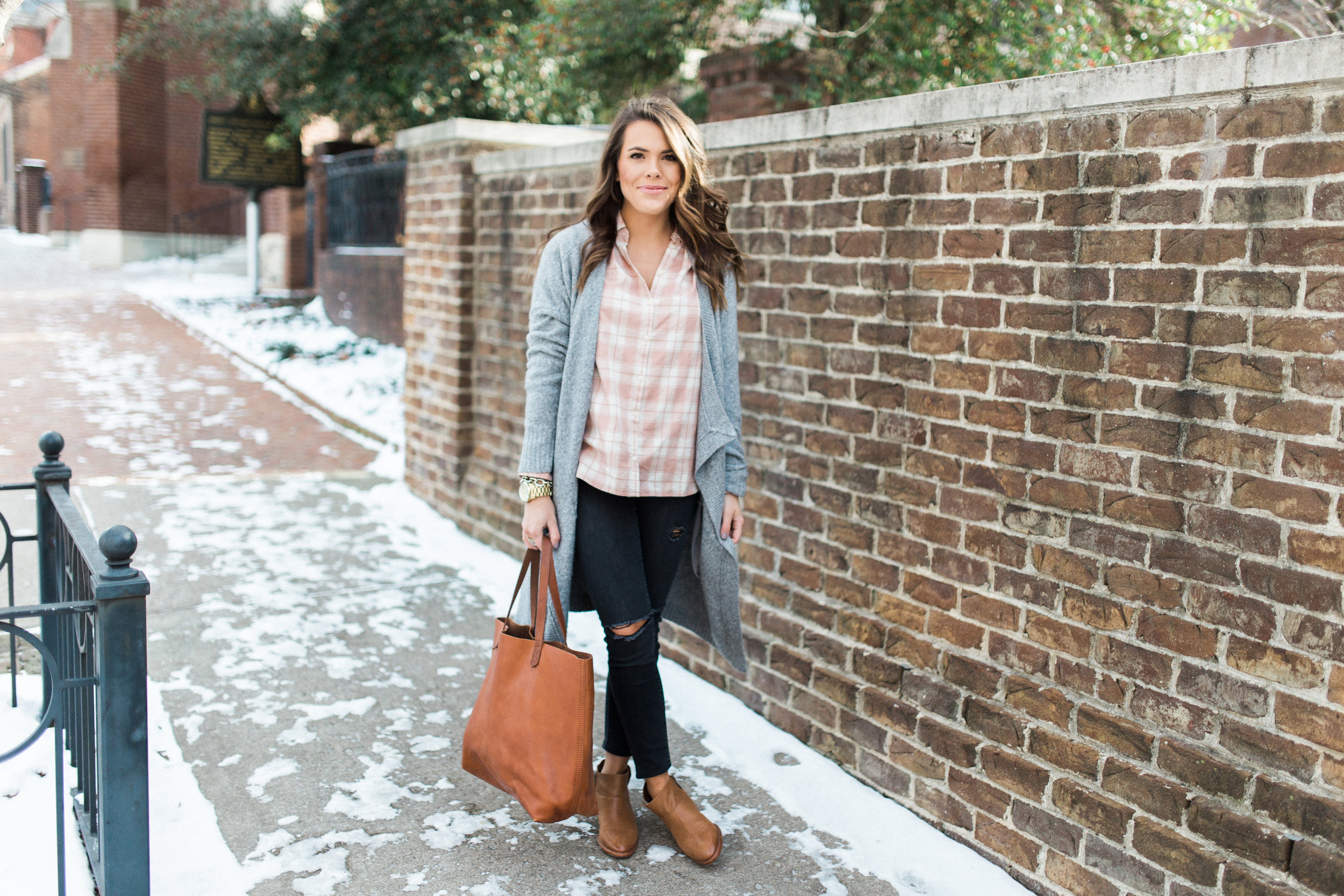 Denim and Plaid Shirt Tote Bag