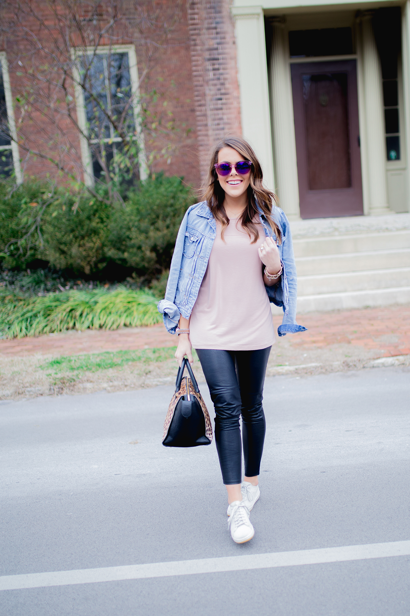 Madewell Outfit + Clare V Leopard Bag - Pretty in Pink Megan