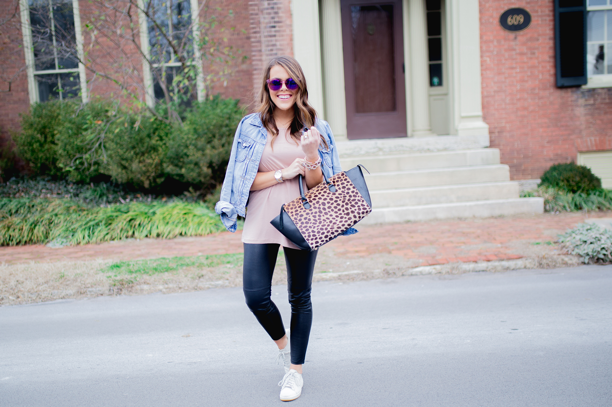 Madewell Outfit + Clare V Leopard Bag - Pretty in Pink Megan