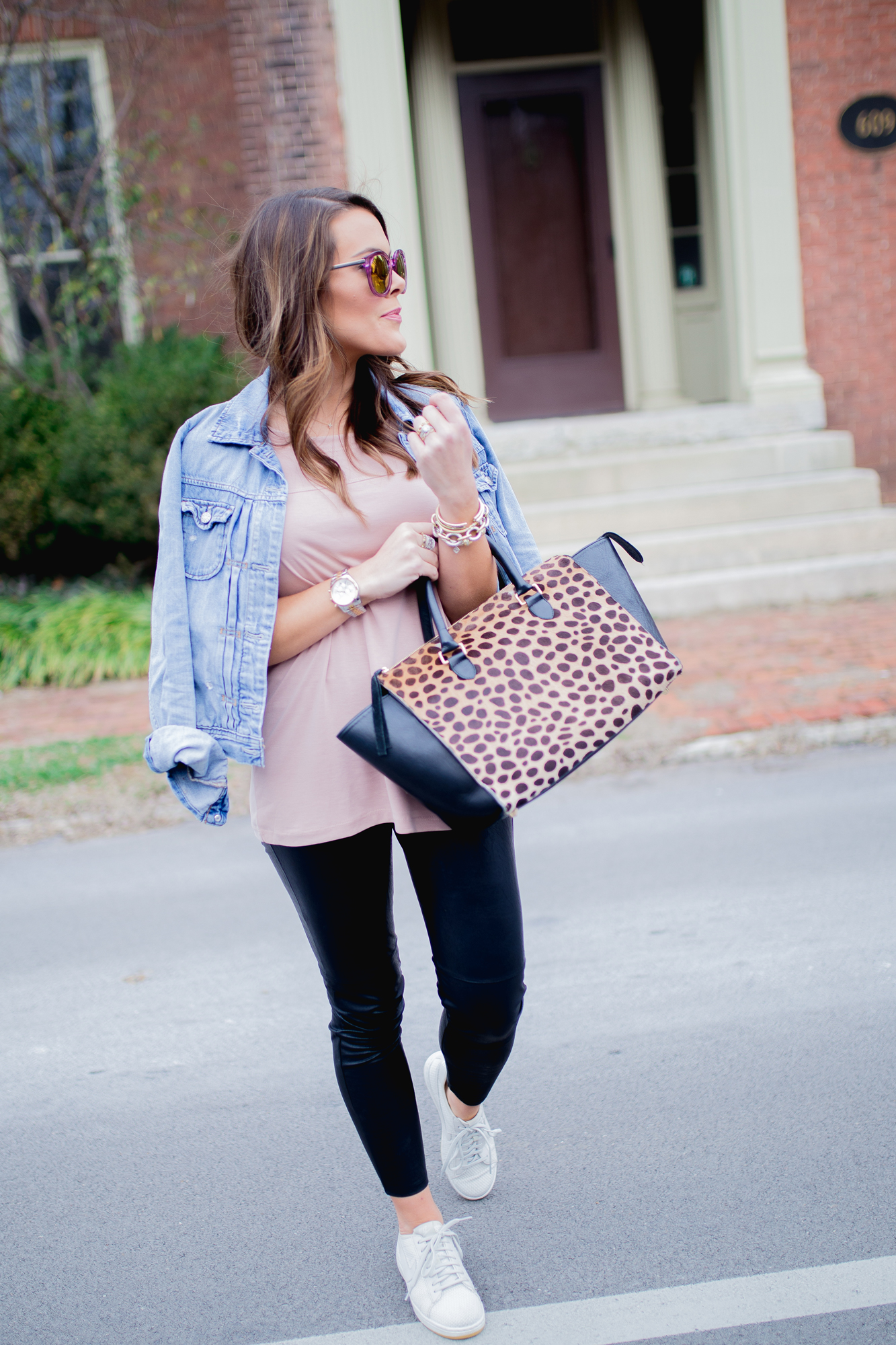 Madewell Outfit + Clare V Leopard Bag - Pretty in Pink Megan