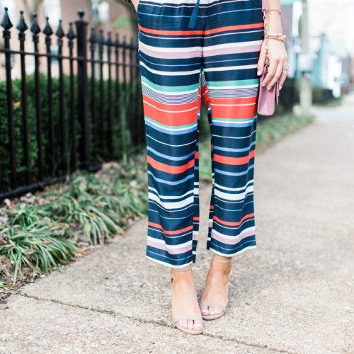 How to wear printed pants for spring // LOFT Stripe Pants / Spring style inspiration via Glitter & Gingham / Spring outfit idea // Ft. LOFT, Urban Outfitters, GiGi New York