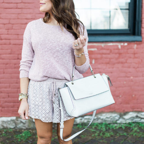 Casual Spring Outfit via Glitter & Gingham / Spring Outfit Idea // Pink monochrome outfit // Ft. Steve Madden, Forever21, Henri Bendel