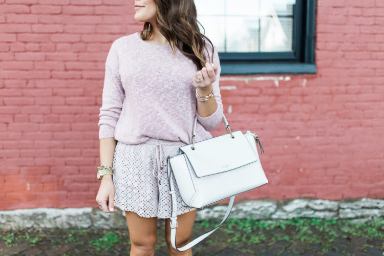 Casual Spring Outfit via Glitter & Gingham / Spring Outfit Idea // Pink monochrome outfit // Ft. Steve Madden, Forever21, Henri Bendel