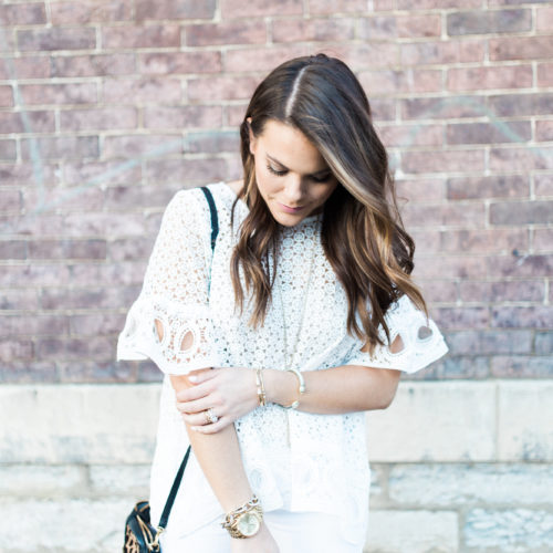 White Lace Blouse / Spring Outfit Idea