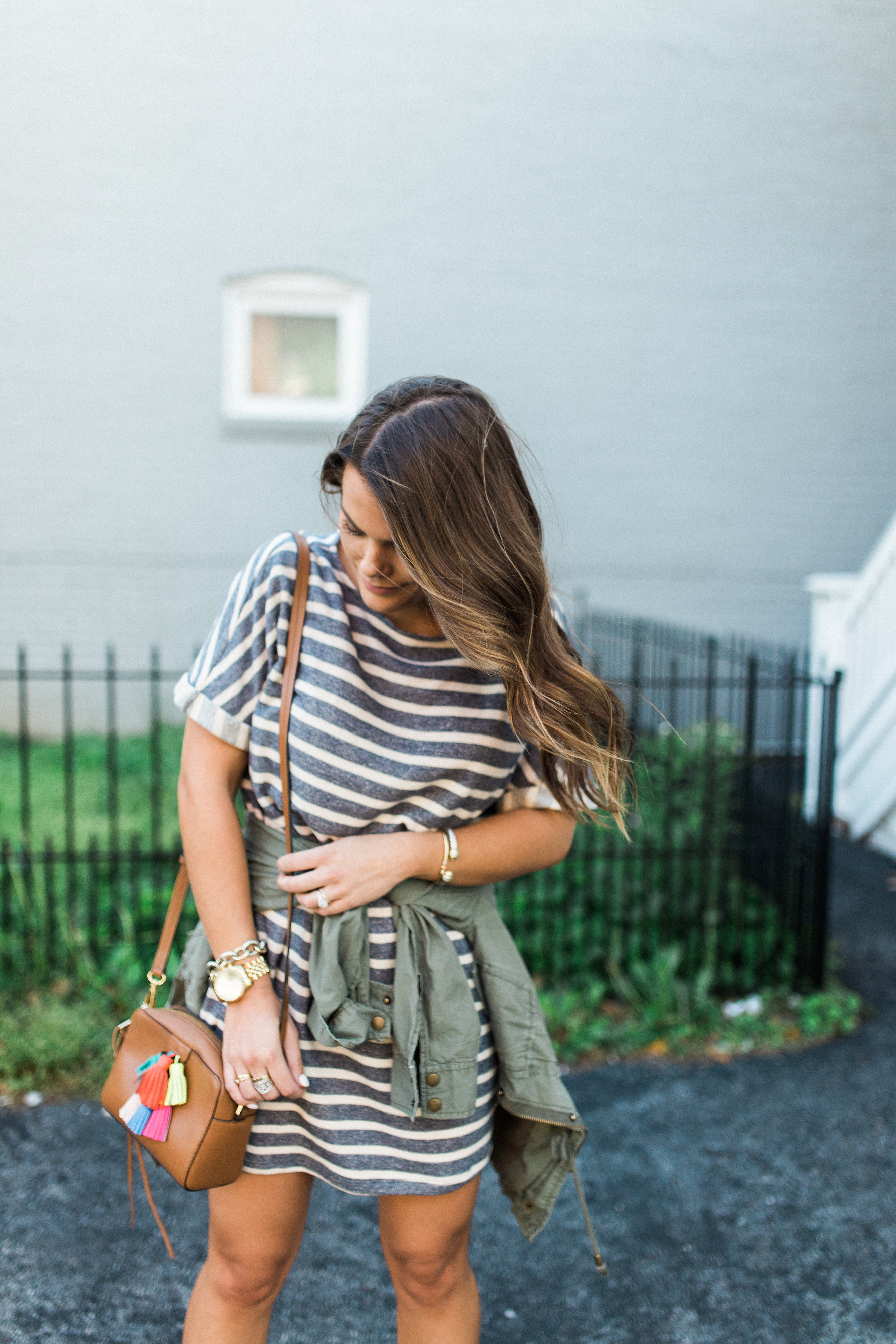 Stripe Tshirt Dress // Balayage Highlights