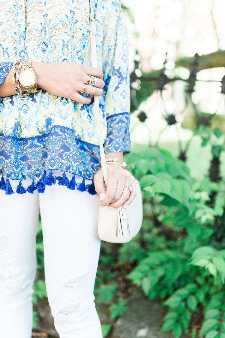 Off the shoulder tassel top / summer style