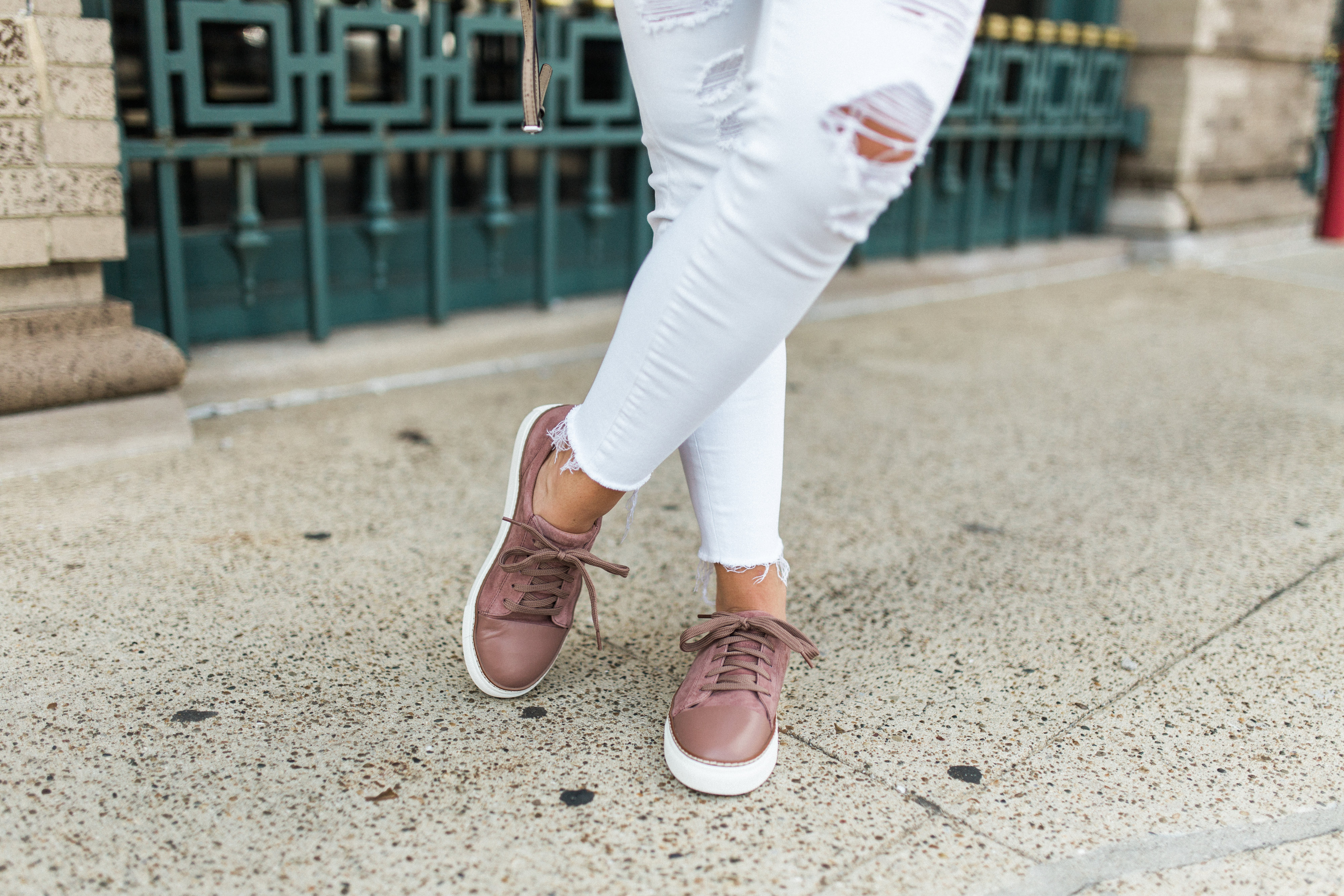 suede sneakers in summer