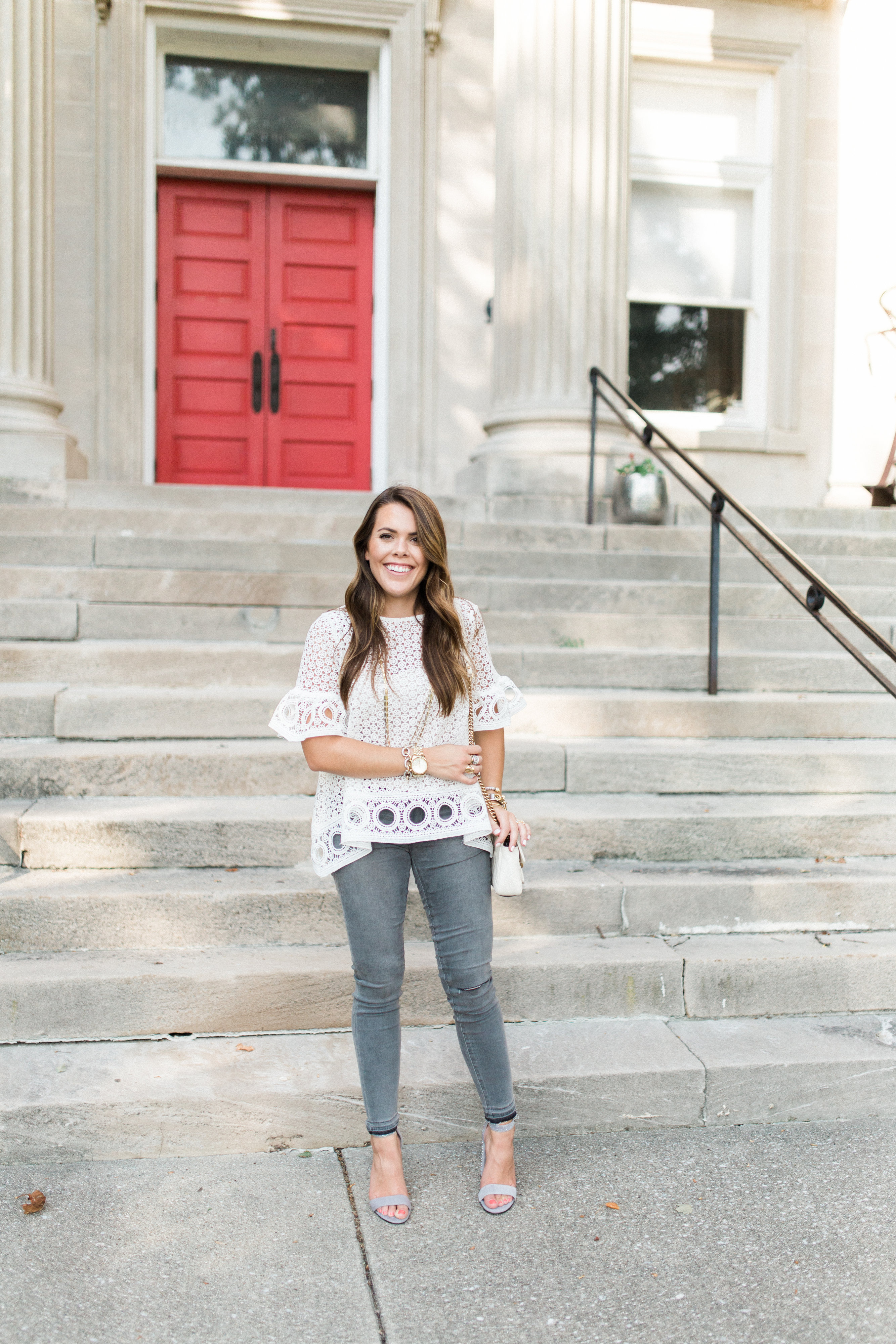 grey jeans outfit female