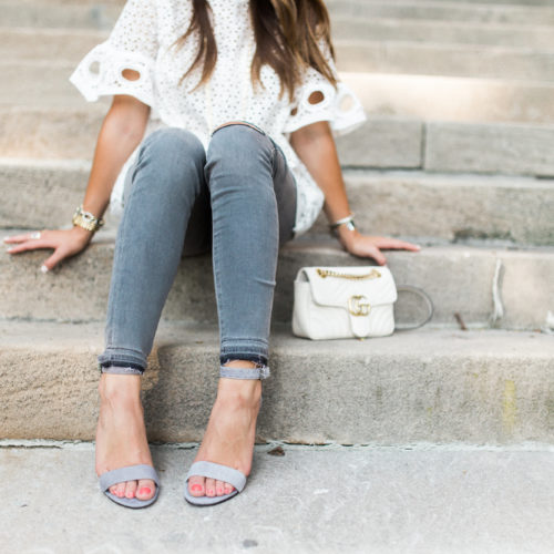 How to style grey jeans / best sandals from the Nordstrom Anniversary Sale