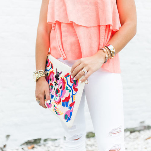 Ruffle Sweater Tank / Colorful Clutch