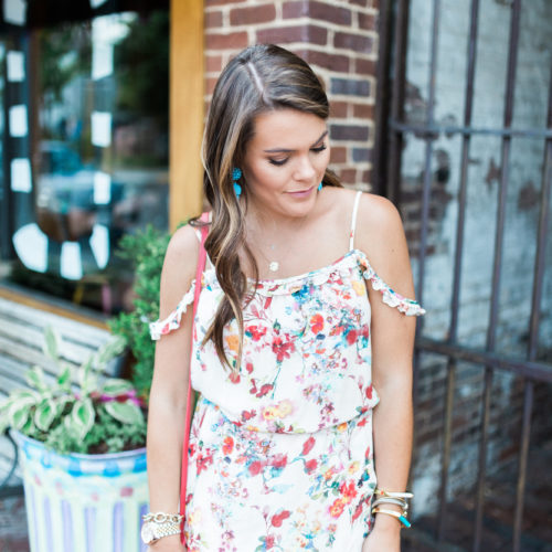 Floral Romper / Cold Shoulder Romper