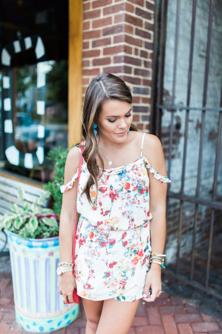 Floral Romper / Cold Shoulder Romper