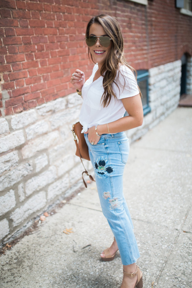 embroidered jeans for fall - Glitter & Gingham