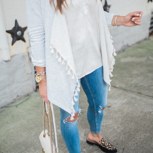 Grey Tassel Cardigan / Early Fall Fashion