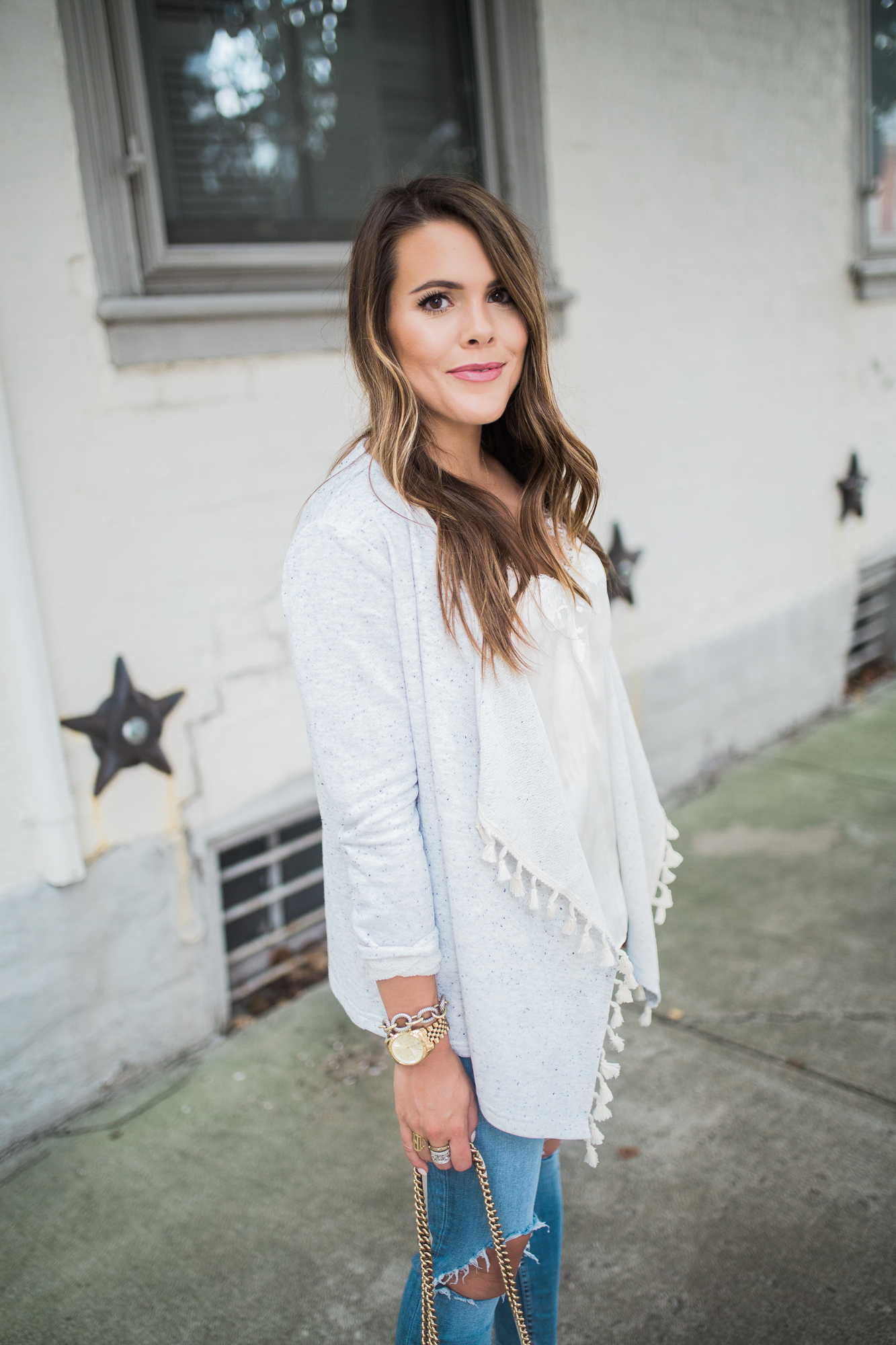 grey tassel cardigan - Glitter & Gingham