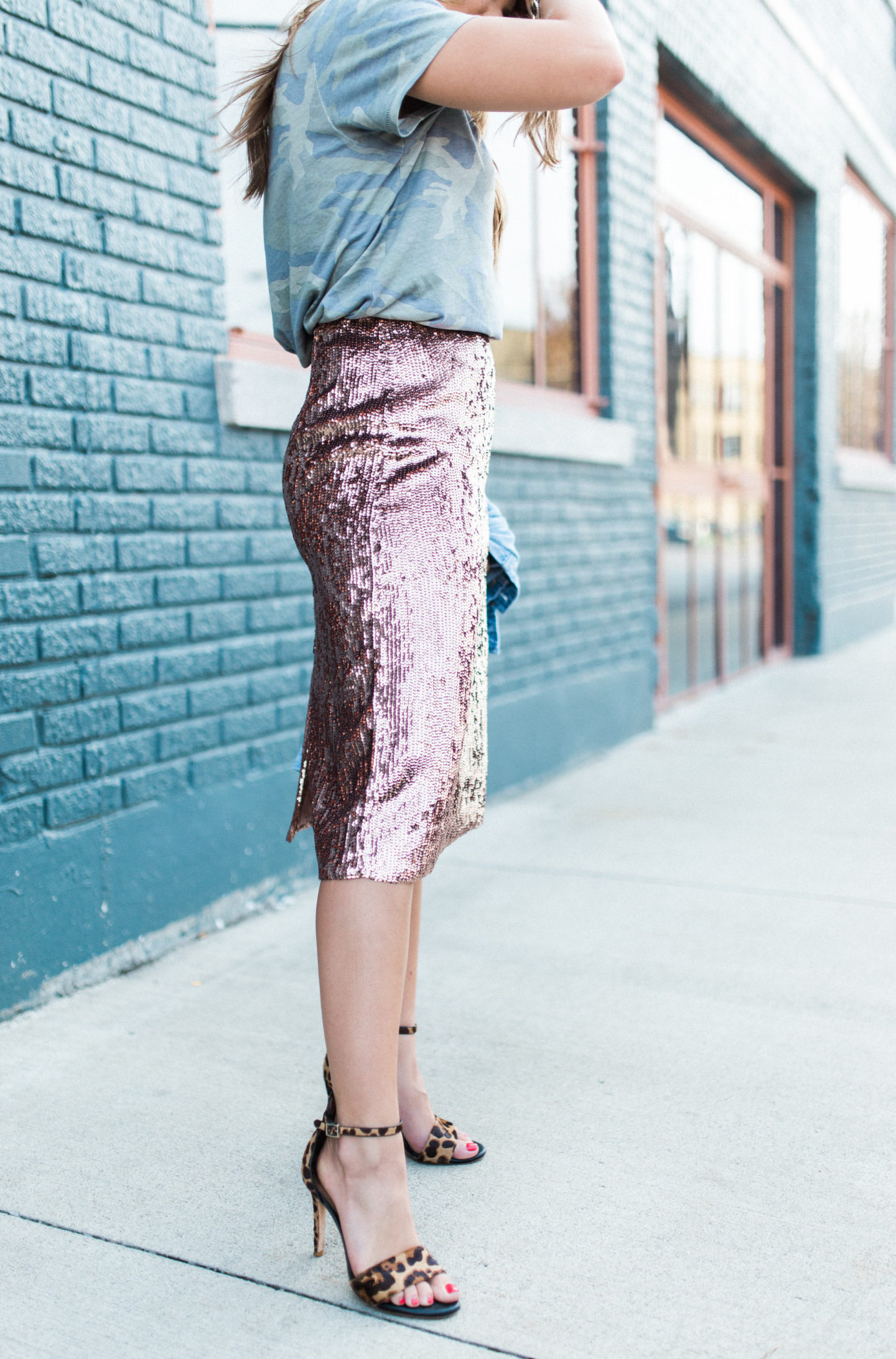 dressing down a sequin skirt - Glitter & Gingham