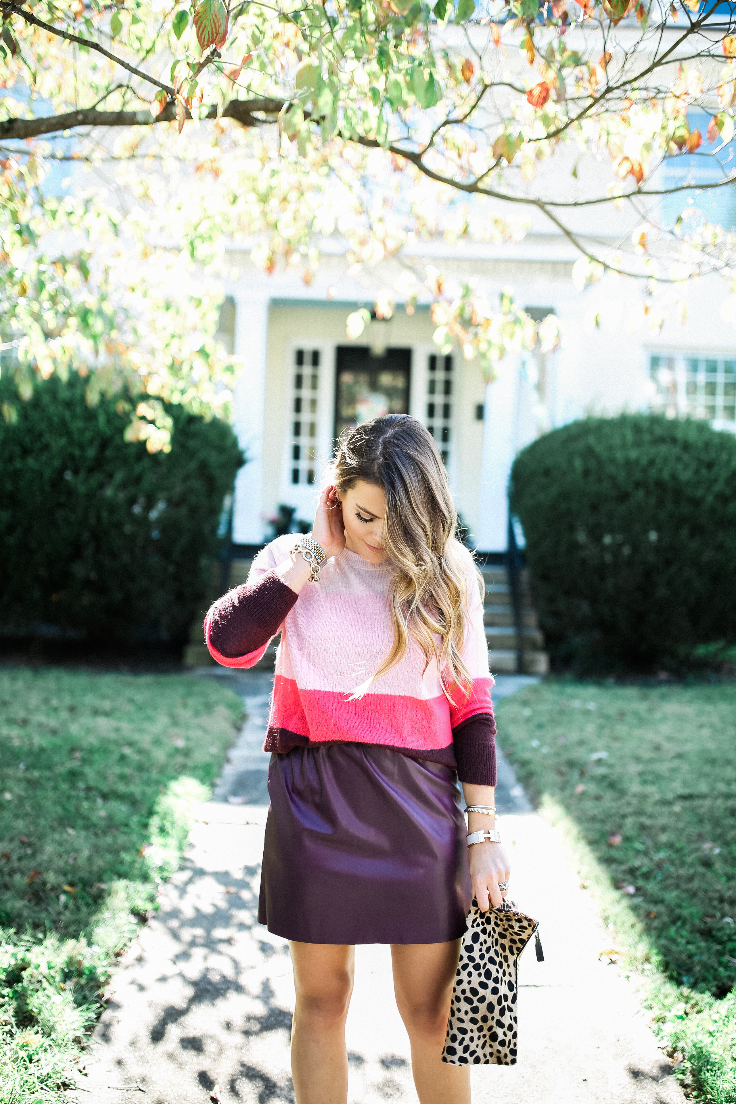 Fall Date Night Outfit Idea / Merlot Leather Skirt 