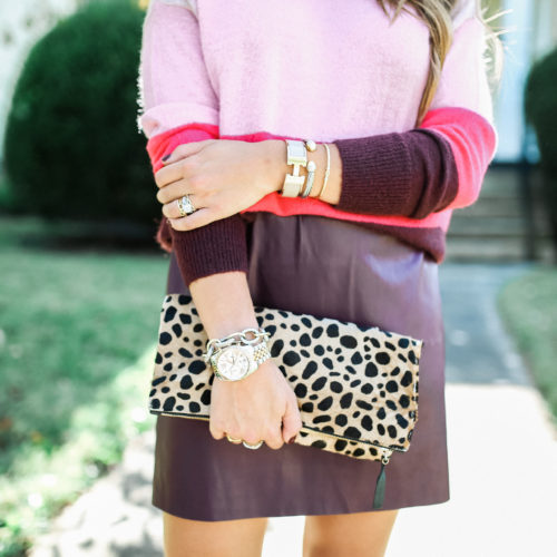 Fall Date Night Outfit Idea / Merlot Leather Skirt