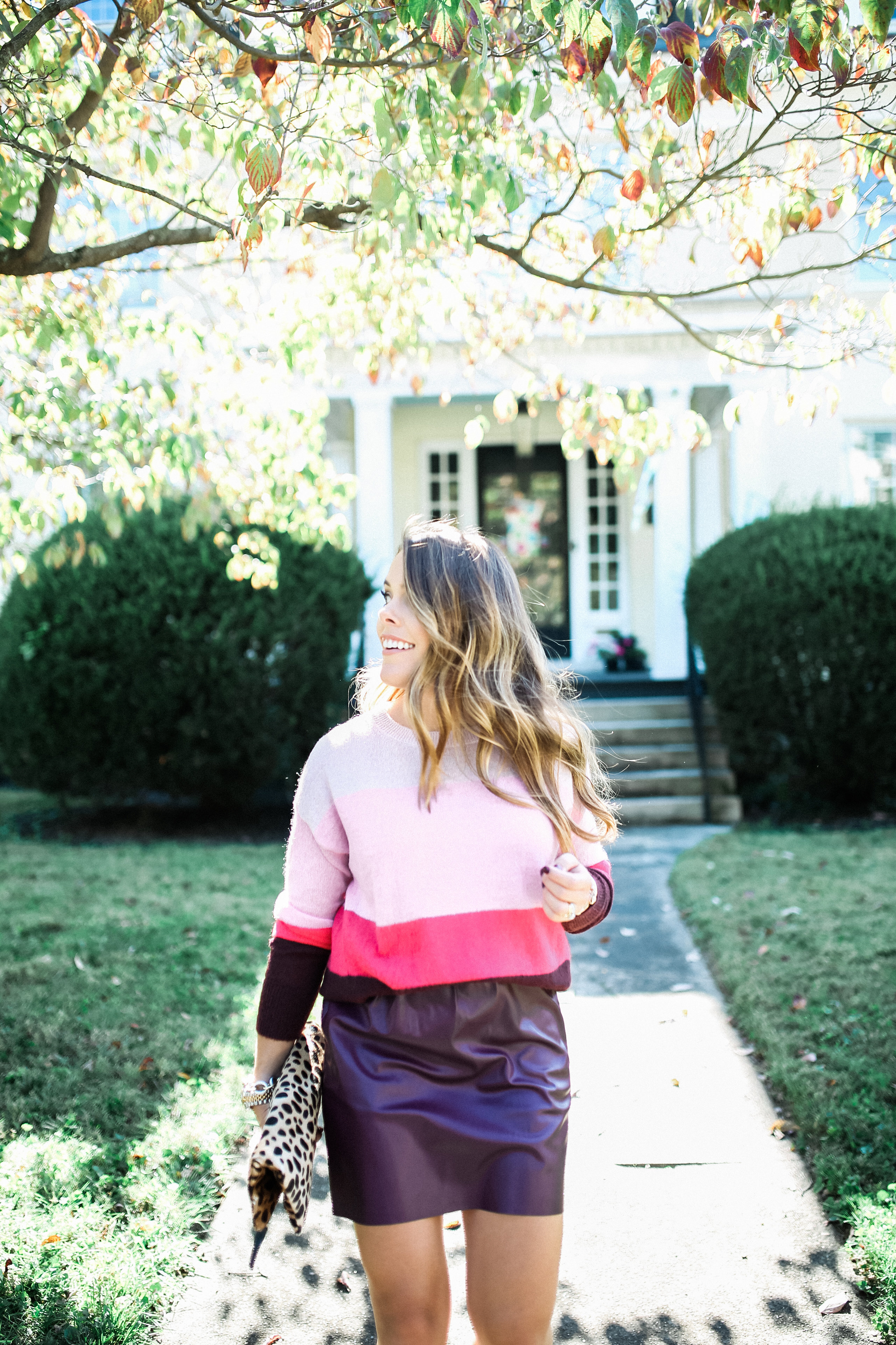 Fall Date Night Outfit Idea / Merlot Leather Skirt 