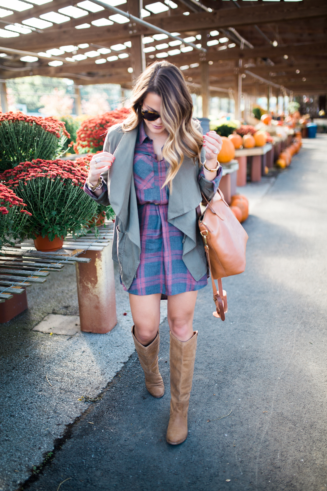 How to style a plaid shirt dress for fall 