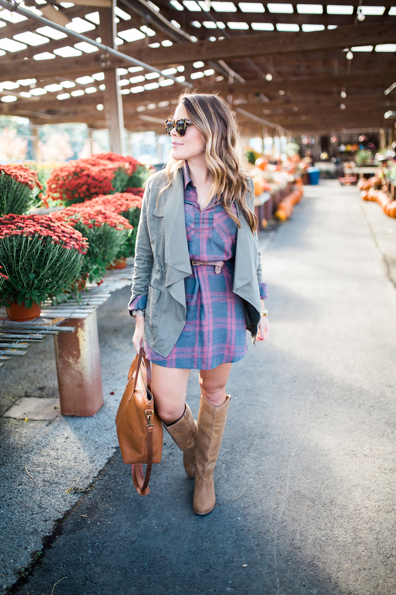 How to style a plaid shirt dress for fall 