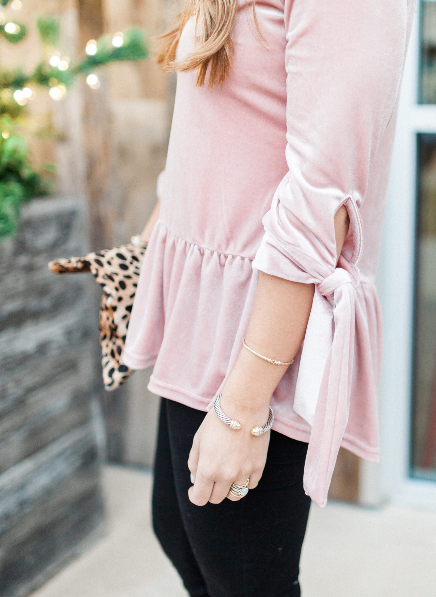Sugarlips Finda Velvet Bow Peplum Top