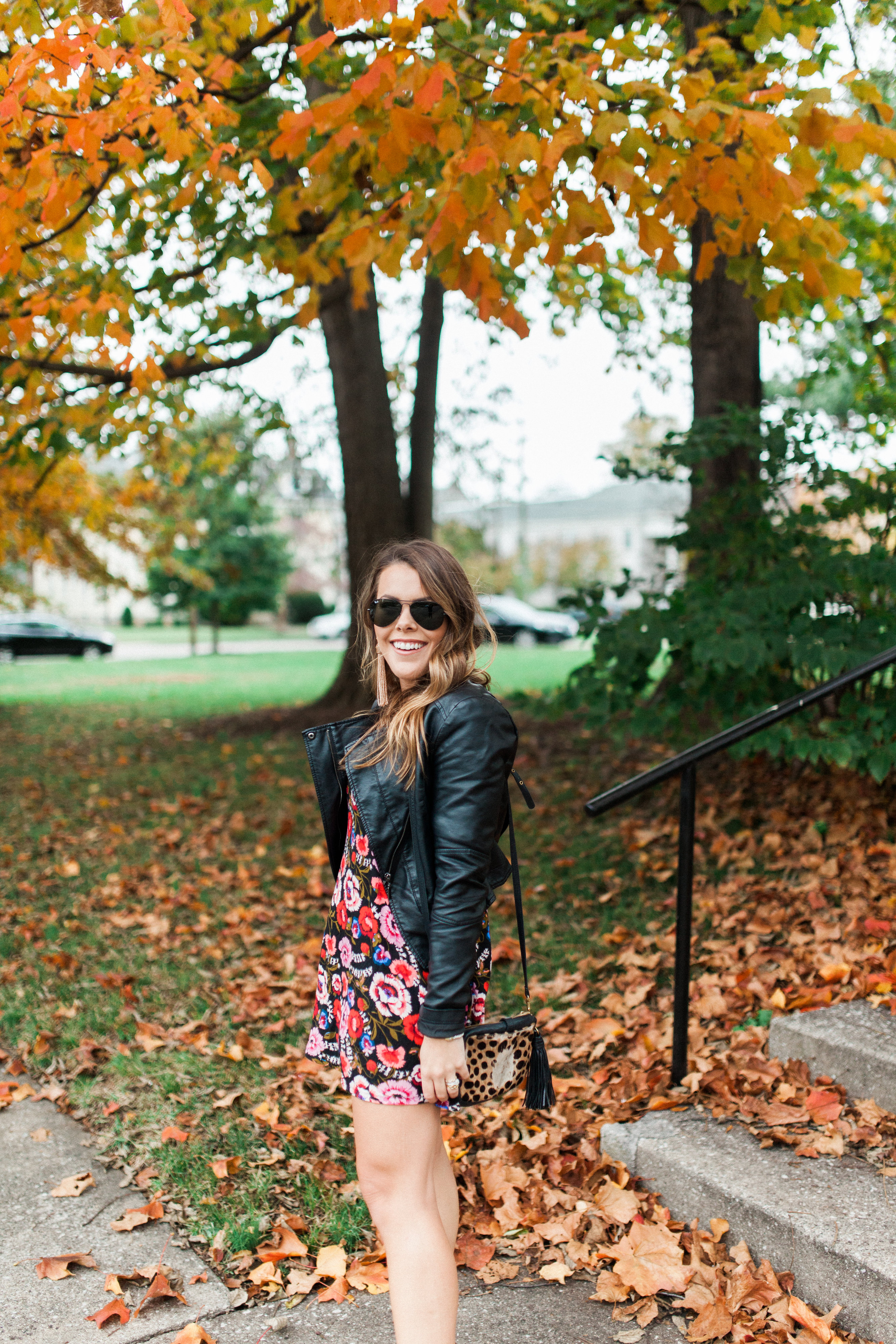 Fall Floral Mini Dress / Fall Outfit Idea 