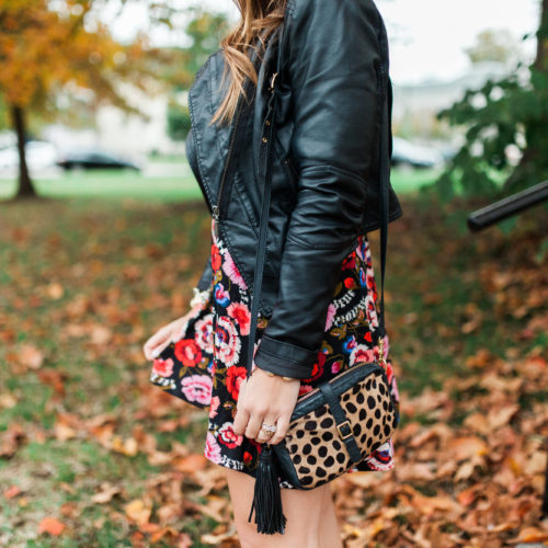 Fall Floral Mini Dress / Fall Outfit Idea