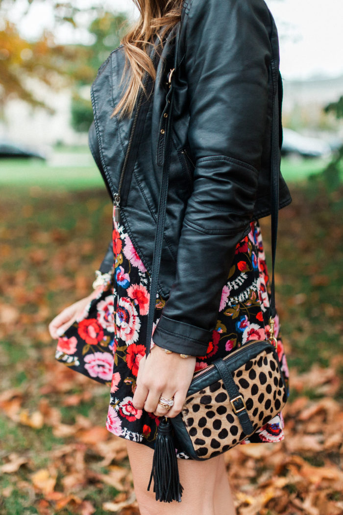 fall floral mini dress