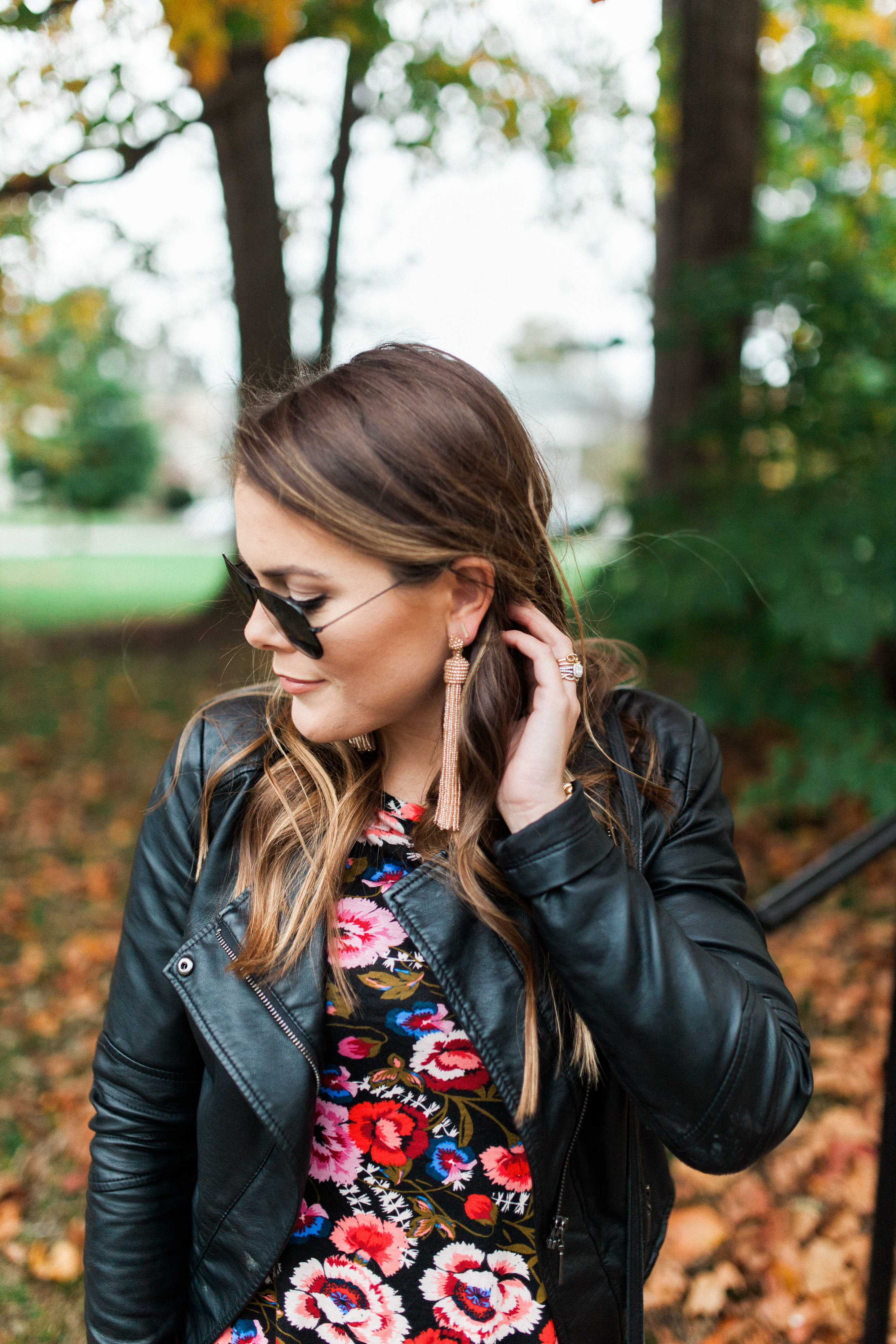 Floral Leather Jacket, Fall Fashion
