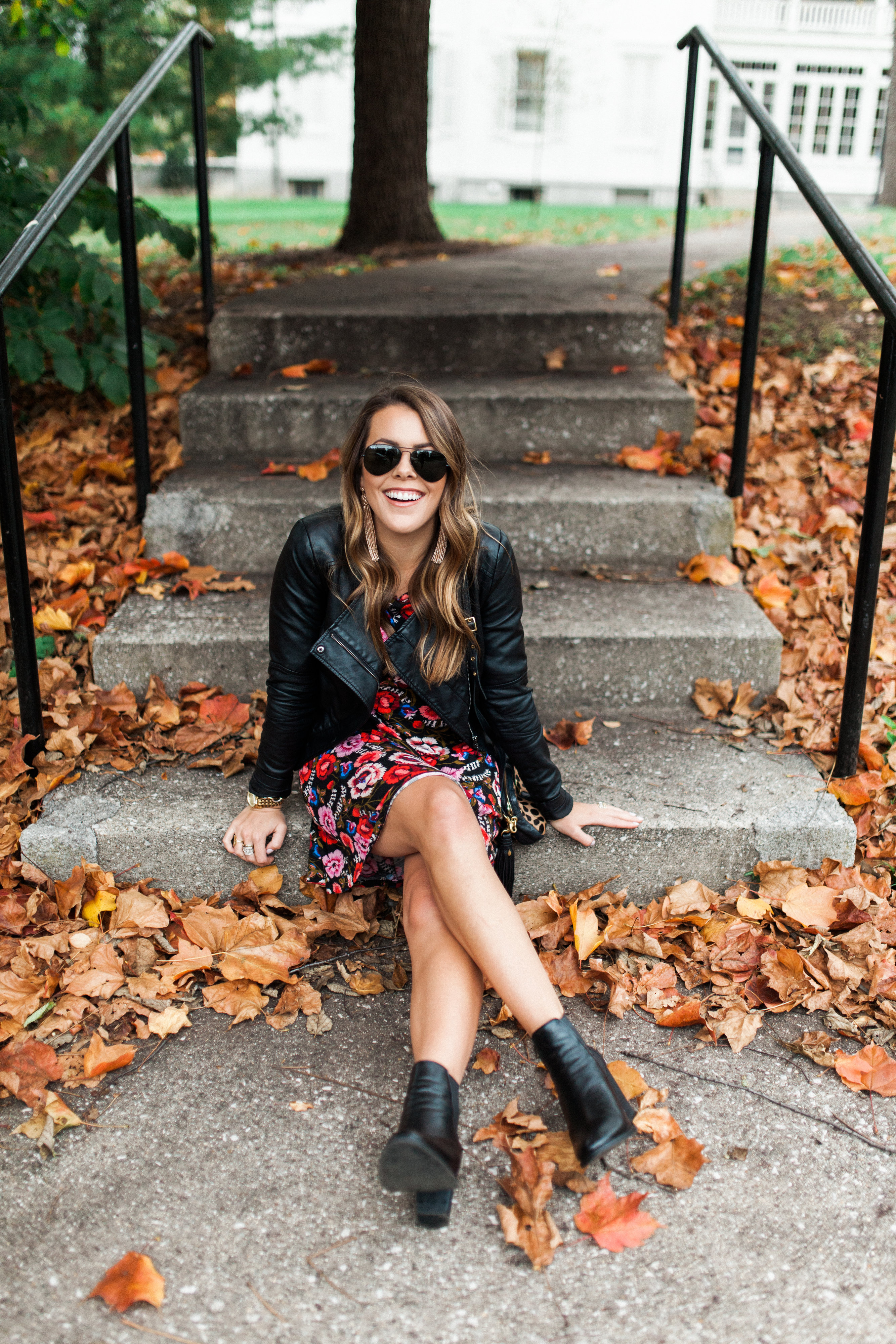 Fall Floral Mini Dress / Fall Outfit Idea 