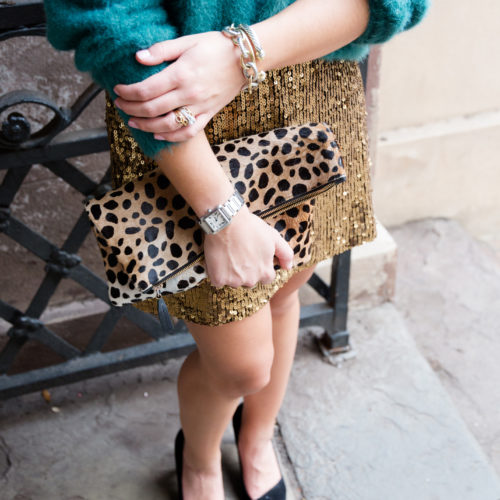 Gold Sequin Skirt / Holiday Outfit Idea