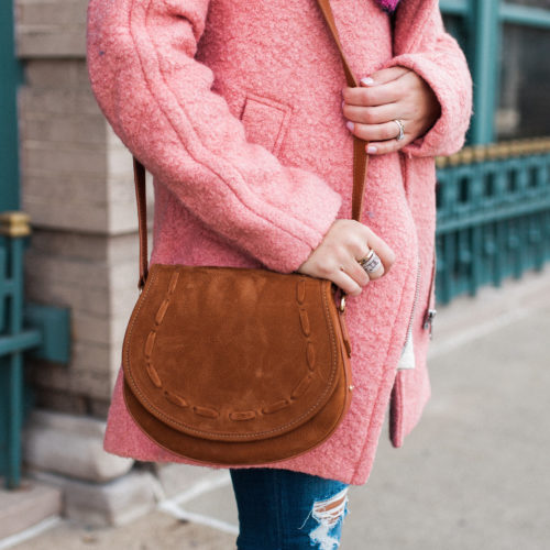 How to style a colorful coat / pink winter coat
