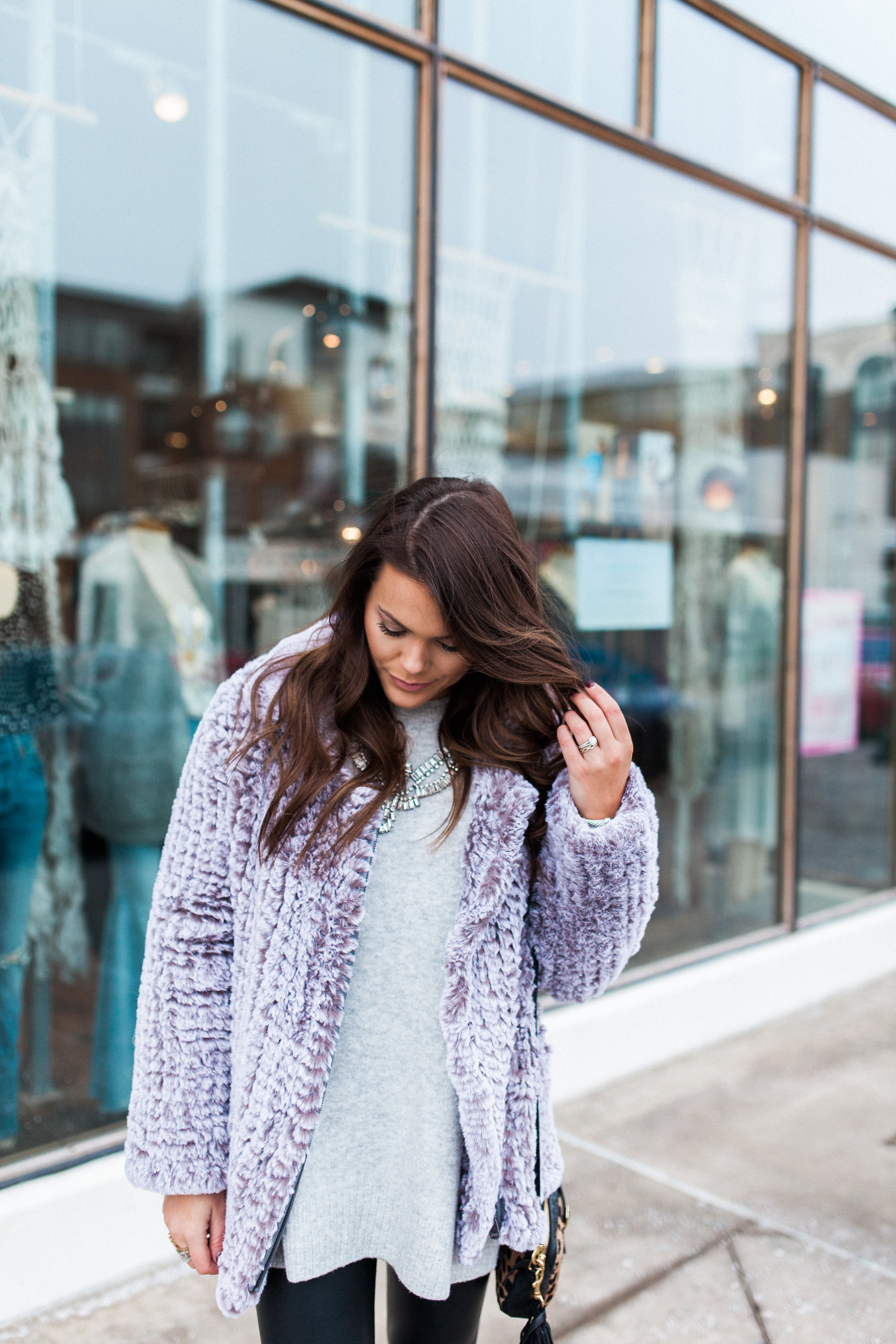 Fun Faux Fur Coat / Date Night Winter Outfit Idea